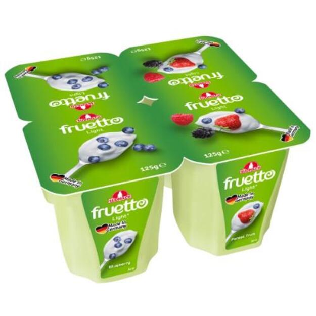 Rauginto pieno desertas FRUETTO LIGHT, su mėlynėmis ir mi&scaron;ko uogomis, 125 g 0,2 % rieb.