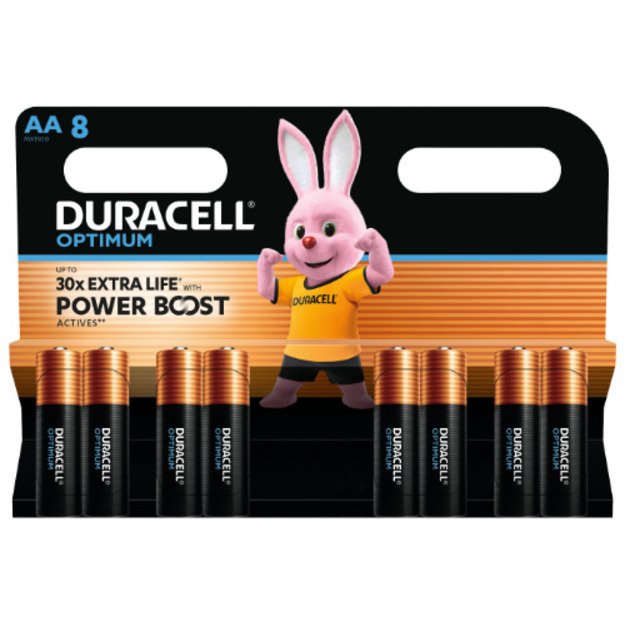 Baterijos DURACELL Optimum, AA, 8 vnt.