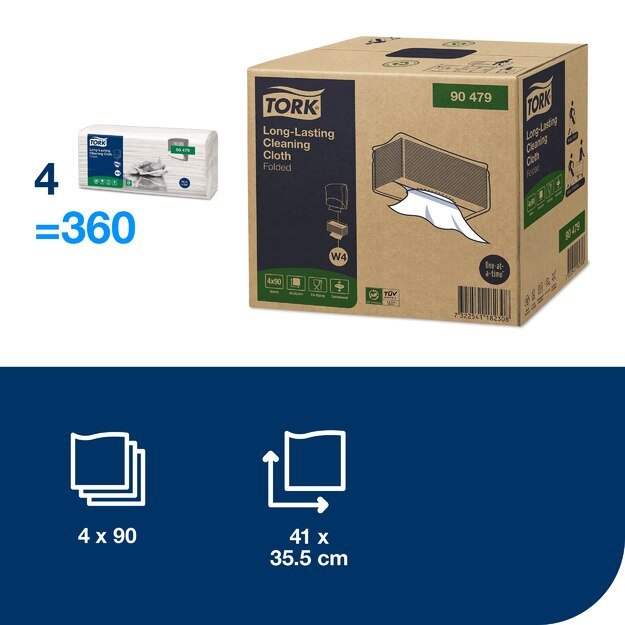 Valymo šluostė TORK, ypač patvari, 90479,  1sl., 41cm x 35.5cm, balta spalva 3