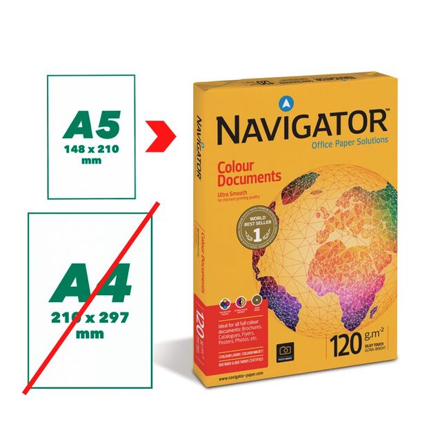Biuro popierius NAVIGATOR A5, 120 g/m2, 250 lapų 1