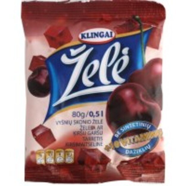 Želė KLINGAI, vyšnių skonio, 80 g