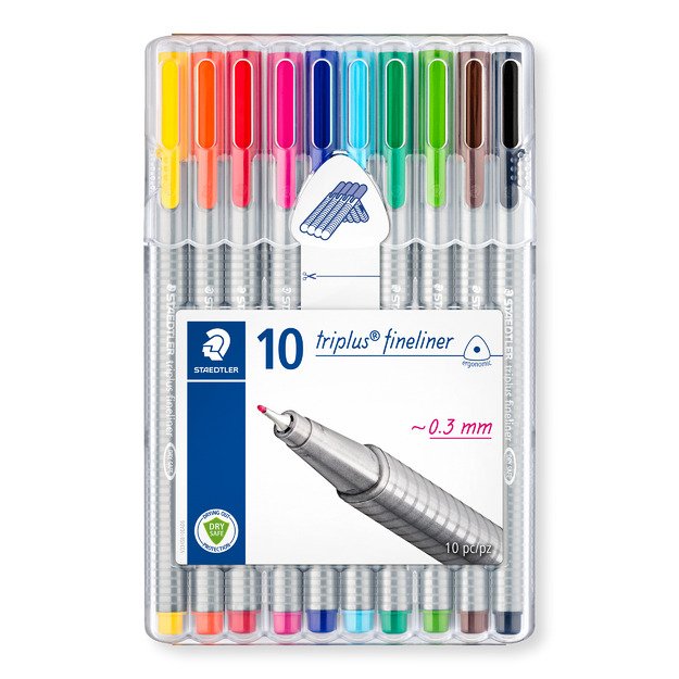 Rašiklis STAEDTLER TRIPLUS FINELINER 334, 0,3 mm, 10 spalvų rinkinys 1