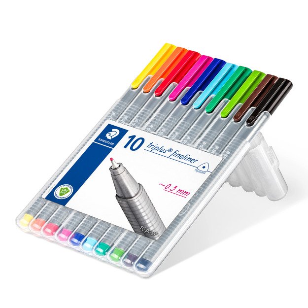 Ra&scaron;iklis STAEDTLER TRIPLUS FINELINER 334, 0,3 mm, 10 spalvų rinkinys 1