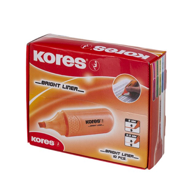 Teksto žymeklis KORES BRIGHT LINER, oranžinė 1