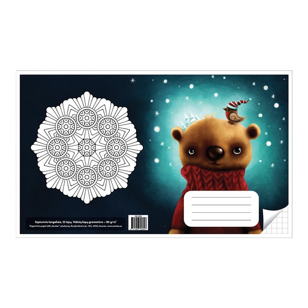 Sąsiuvinis langeliais 12 lapų. Vidinių lapų gramatūra – 90 g/m2. 1