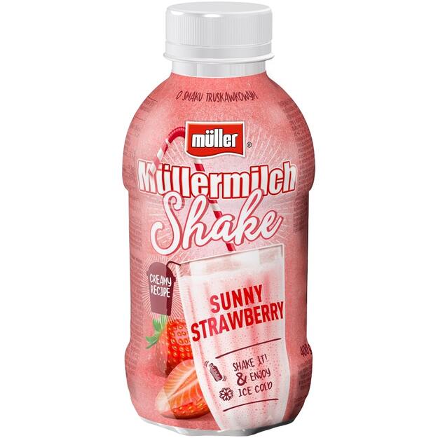Pieno gėrimas MÜLLERMILCH SHAKE, braškių skonio, 400g