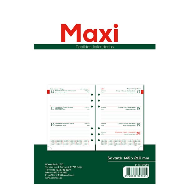 Kalendorius MAXI organizer 2026 A5, oda 4