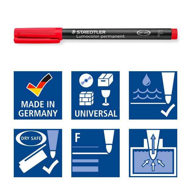 Permanentinis žymeklis  STAEDTLER LUMOCOLOR 318F, 0.6 mm, 4 spalvų rinkinys 10