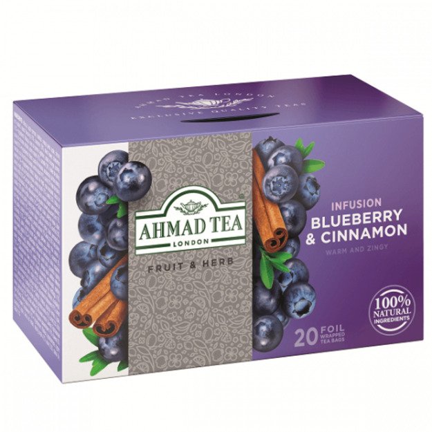 Ahmad Tea Natūrali arbata   Blueberry & Cinnamon  , 20 vnt. folijos pakelių 2