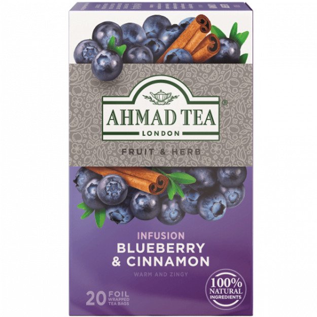 Ahmad Tea Natūrali arbata   Blueberry & Cinnamon  , 20 vnt. folijos pakelių 3