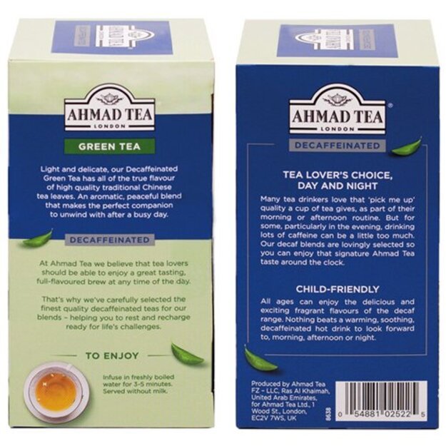 Ahmad Tea Žalioji arbata be kofeino, vokeliuose, 20 vnt. 4