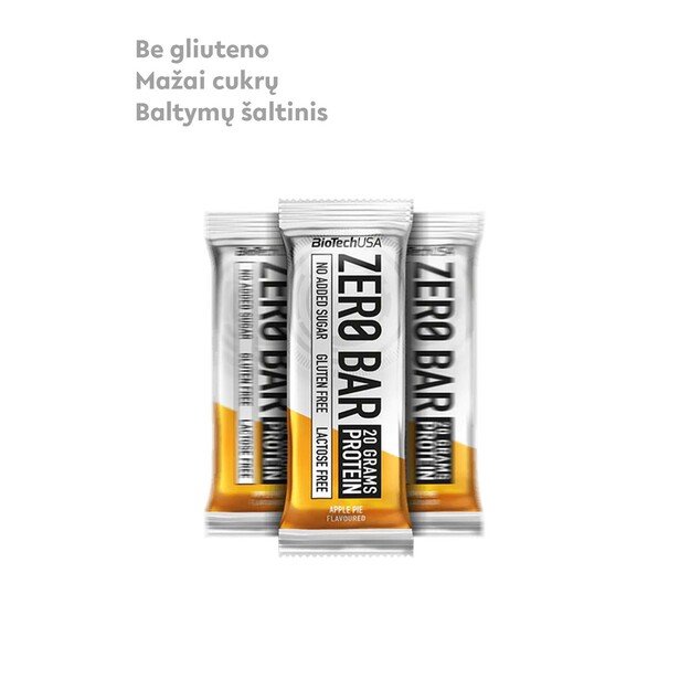 Baltyminis batonėlis BioTechUSA Zero Bar, obuolių pyrago skonio, 50 g