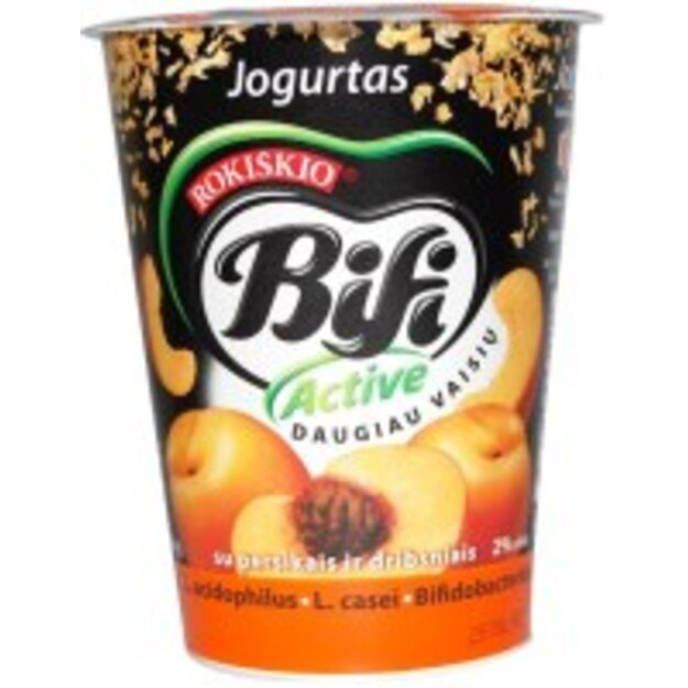 Jogurtas BIFI ACTIVE, su persikais ir dribsniais, 2 %, 360 g