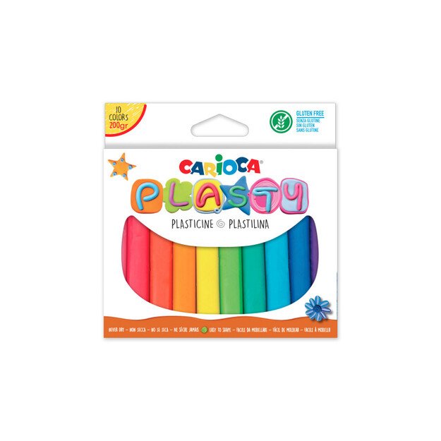 Plastilinas CARIOCA PLASTY, 200 gr, 10 vnt.