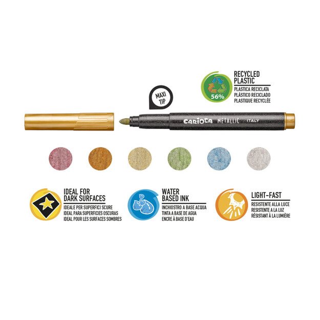 Flomasteriai CARIOCA Metallic MaxiMarkers, 6 vnt. 4