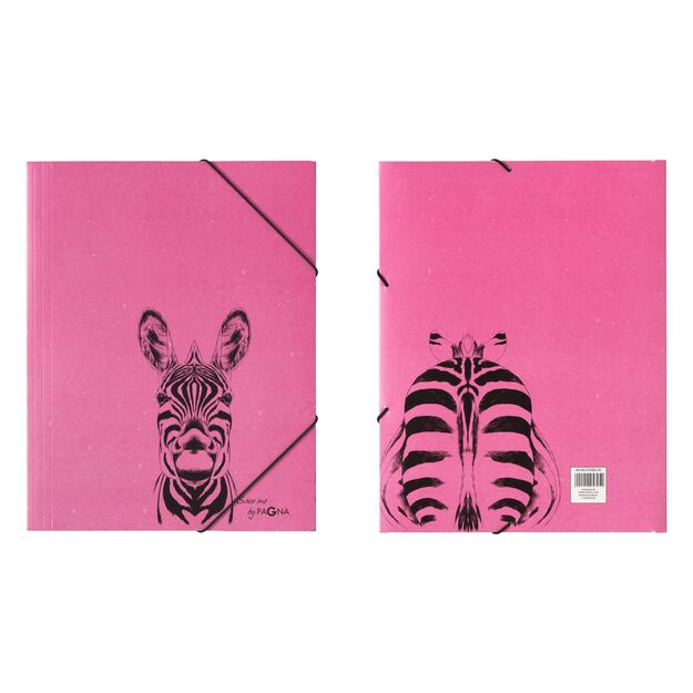 Aplankas dokumentams, sąsiuviniams PAGNA Zebra, A4, su gumele, rožinis 3