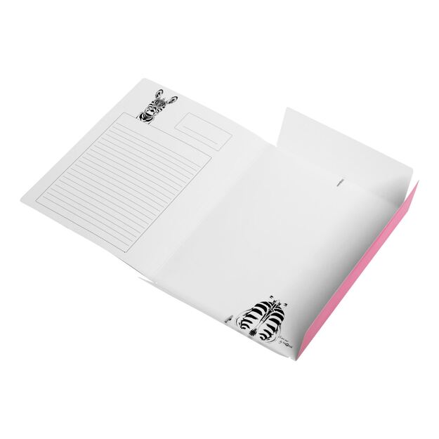 Aplankas dokumentams, sąsiuviniams PAGNA Zebra, A4, su gumele, rožinis 4