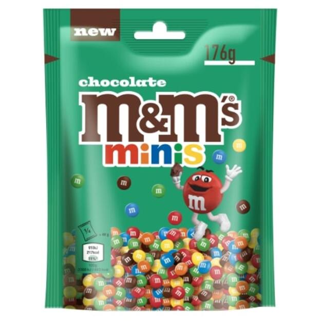 Pieninis šokoladas M&M s minis traškiame spalvotame glajuje, 176 g