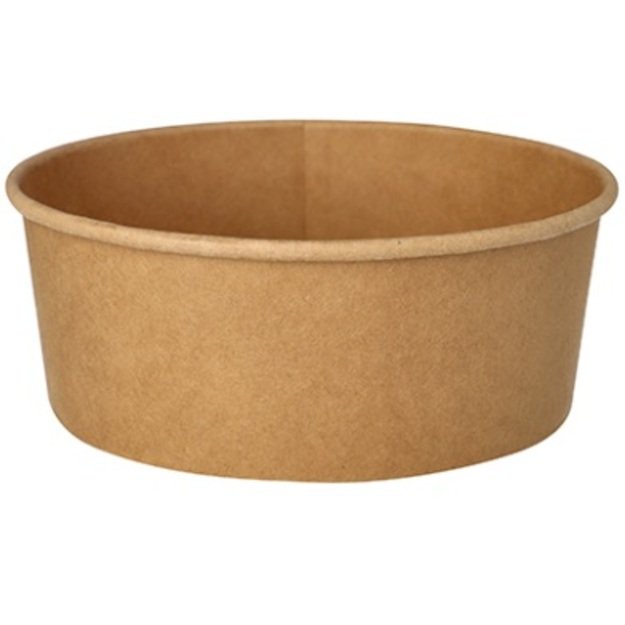 Vienkartiniai  indeliai salotoms, D15cm, 750ml, kartoniniai, rudi, 50 vnt