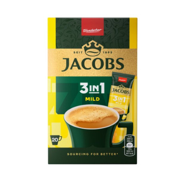Kavos gėrimas JACOBS Mild 3in1,20x11,1g dėžutė