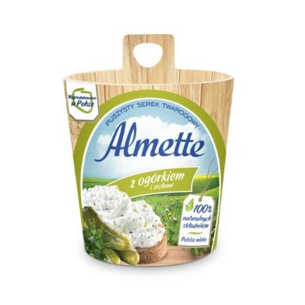 Tepamas var&scaron;kės sūris ALMETTE, su agurkais ir žalumynais, 150 g