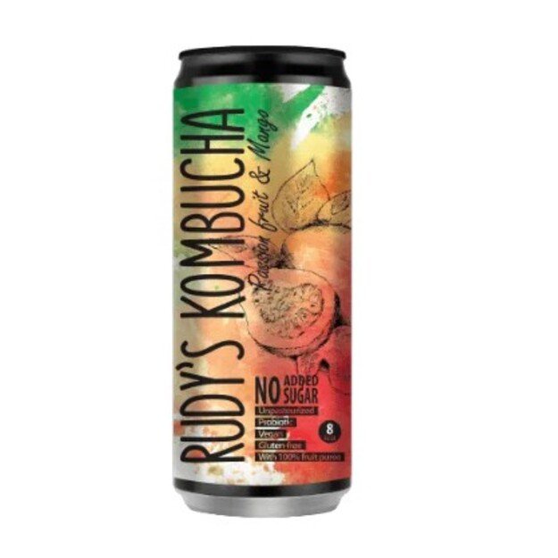 Gaivusis arbatos gėrimas RUDY S Kombucha, mangų ir pasiflorų skonio, 0,33 l, skardinė