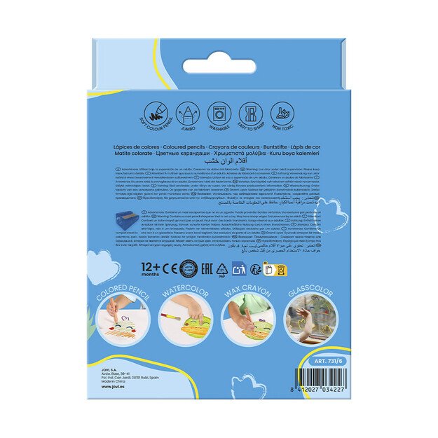 Spalvoti pieštukai MY FIRST, 6 spalvos,  keturi viename su drožtuku 2