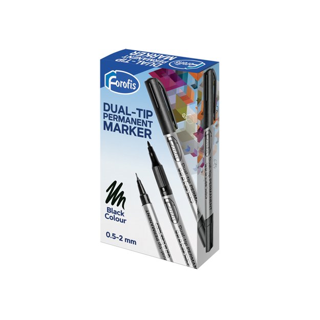 Permanentinis žymeklis FOROFIS CD/DVD, dvigubas 0.5mm/2.0mm, juodas