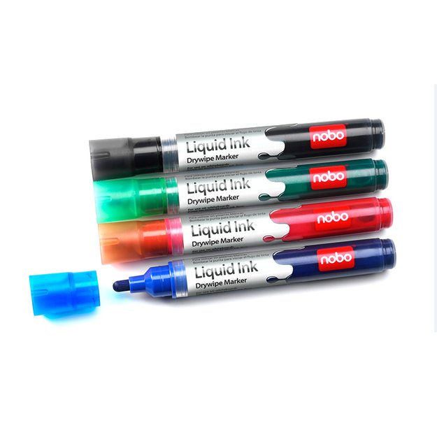 Baltos lentos žymekliai NOBO Liquid Ink, 6 vnt., įv. spalvų 1