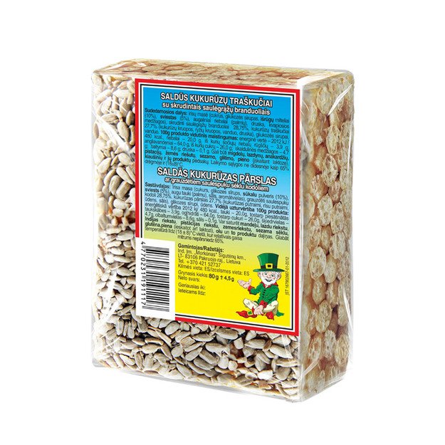 Kukurūzai, saldūs, su saulėgrąžomis, 80 g