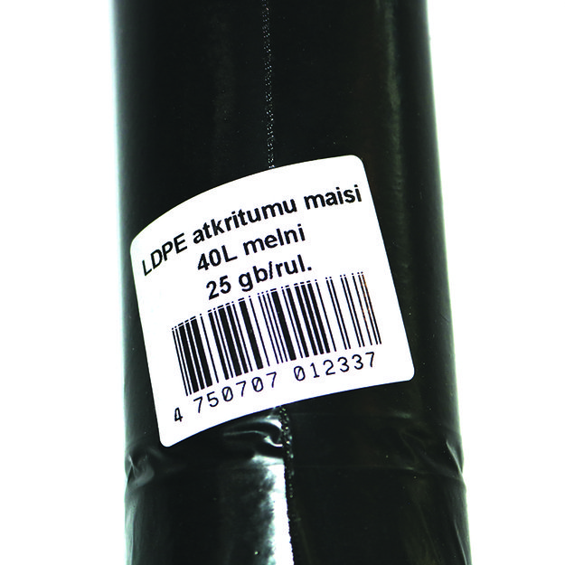 Šiukšlių maišai, 40 L, 25 vnt, LDPE, 30 mic, juodi 1