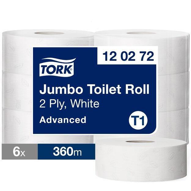 Tualetinis popierius TORK ADVANCED JUMBO T1,120272, 2 sl, 9.7 cm x 360 m, balta sp. 1