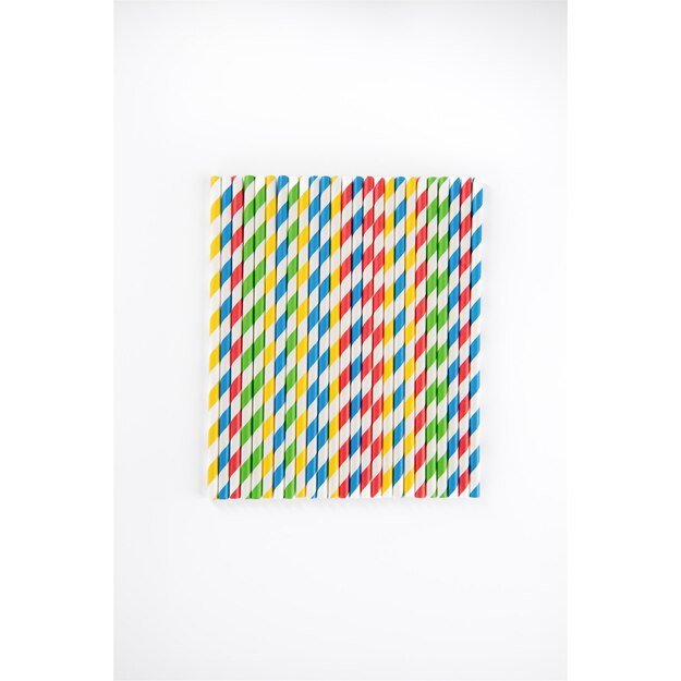 Popieriniai &scaron;iaudeliai ZigZag, spalvoti/dryžuoti, D 8 mm, L 25 cm, 150 vnt 2