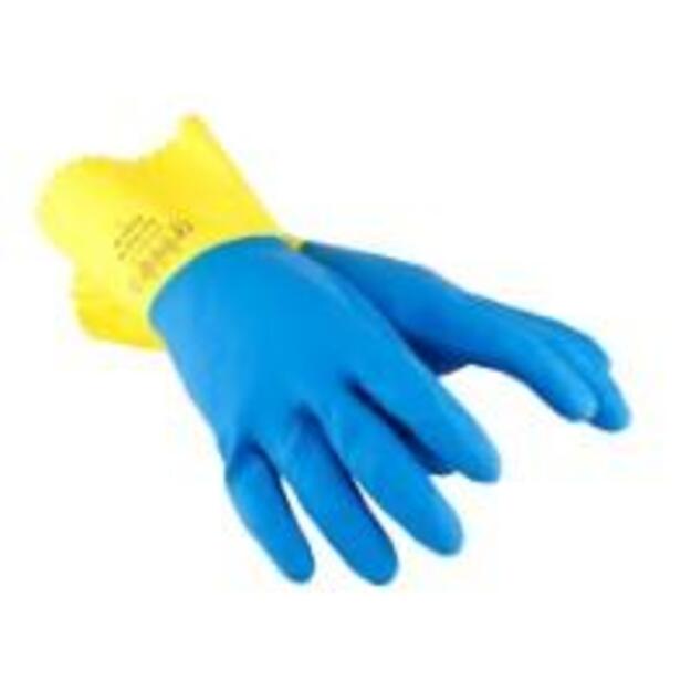 Pirštinės POLYCO Duo Plus, lateksinės, su pamušalu, food+, 8 dydis, 1 pora