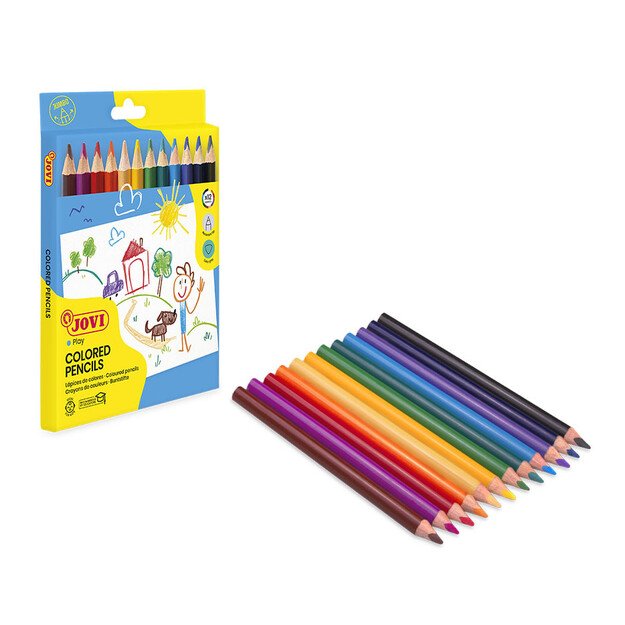 Spalvoti pieštukai, tribriauniai, stori  JOVI, 12 spalvų 735/12 1
