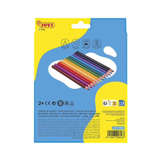 Spalvoti pieštukai, tribriauniai, stori  JOVI, 12 spalvų 735/12 3
