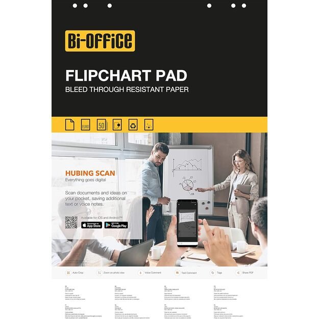 Konferencijų bloknotas BI-OFFICE, 95 x 65 cm, 50 lapų, baltos sp.