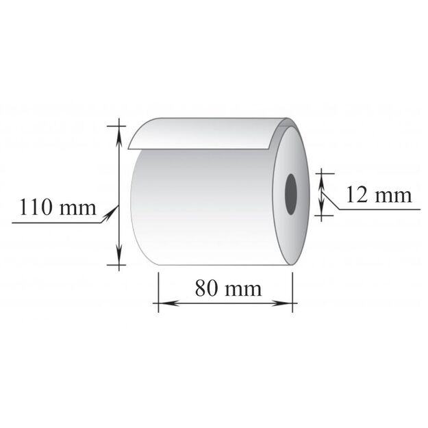 Terminė kasos juosta, 80 mm x 110 m/12 mm, 55g., 2 vnt/pak 1