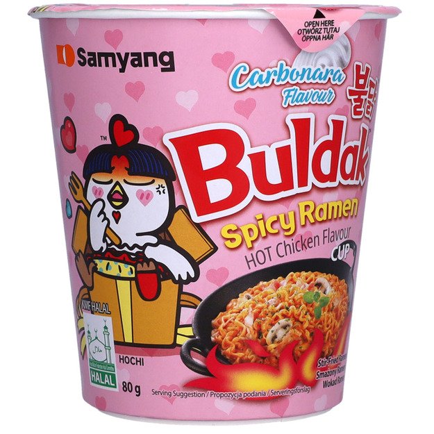 Ramenas SAMYANG, Hot Chicken Carbonara, puodelyje, 80 g