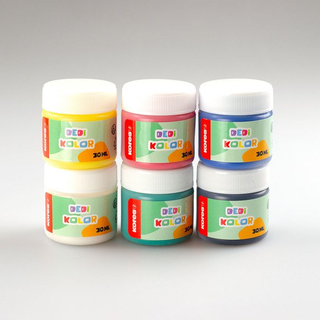 Dažai pie&scaron;ti pir&scaron;tais KORES DEDI KOLOR 30 ml, 6 spalvos 1