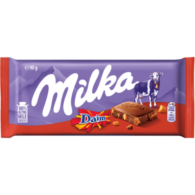 &Scaron;okoladas MILKA Daim, su migdolų karamelės gabalėliais, 90 g