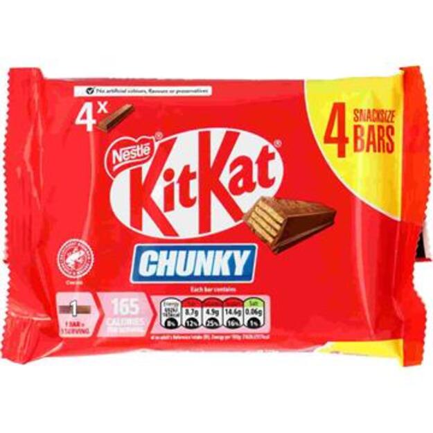 Batonėliai KITKAT Chunky, pieni&scaron;ki, 4 x 32 g