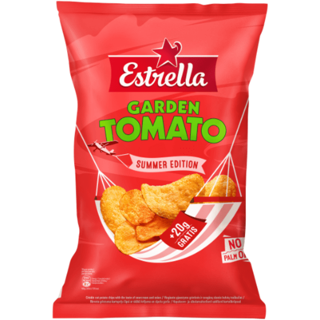 Tra&scaron;kučiai ESTRELLA, lygaus pjaustymo pomidorų skonio, 200 g