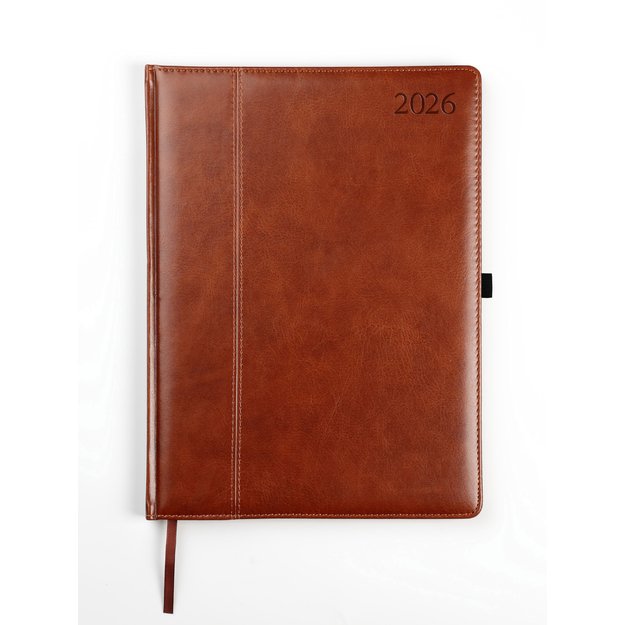 Kalendorius AMBASSADOR BLACK EDITION 2026, PU, A4, ruda (Baltic)