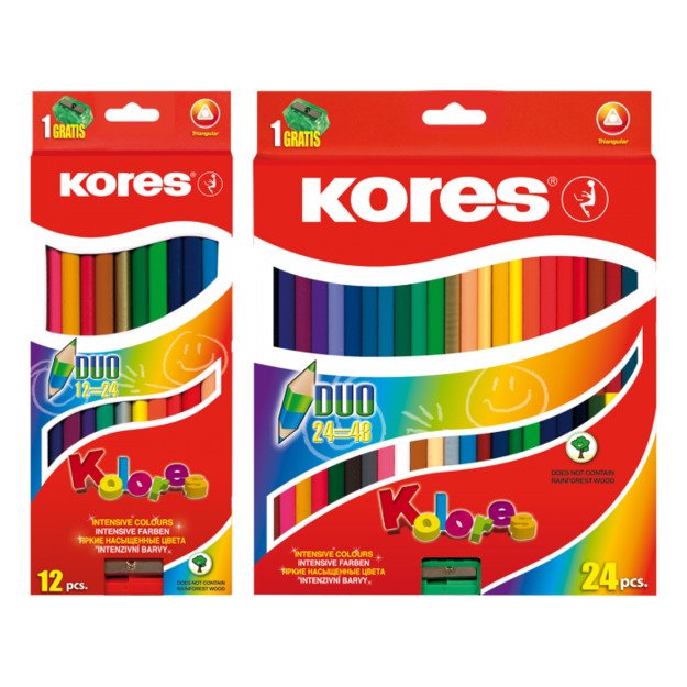Tribriauniai dvigubi spalvoti pieštukai KORES KOLORES DUO, 12 vnt. 3