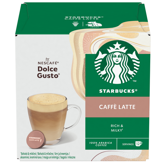 Kavos kapsulės STARBUCKS, Dolce Gusto Caffe Latte, 12 vnt, 121,2 g