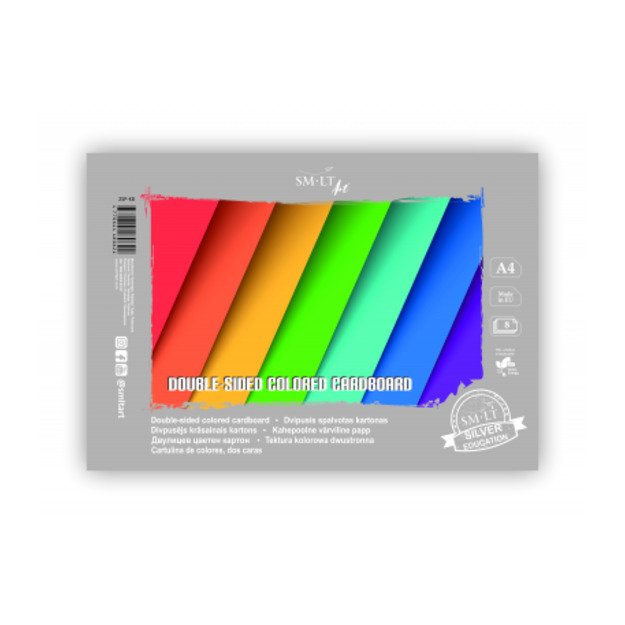 Dvipusis spalvotas kartonas SMLT, A4, 8 lapai, 190 g/m² 1