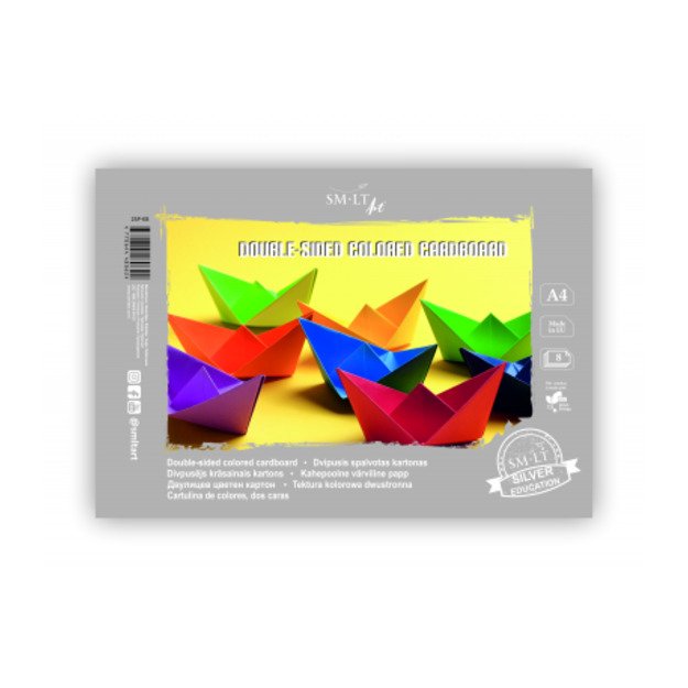 Dvipusis spalvotas kartonas SMLT, A4, 8 lapai, 190 g/m² 2