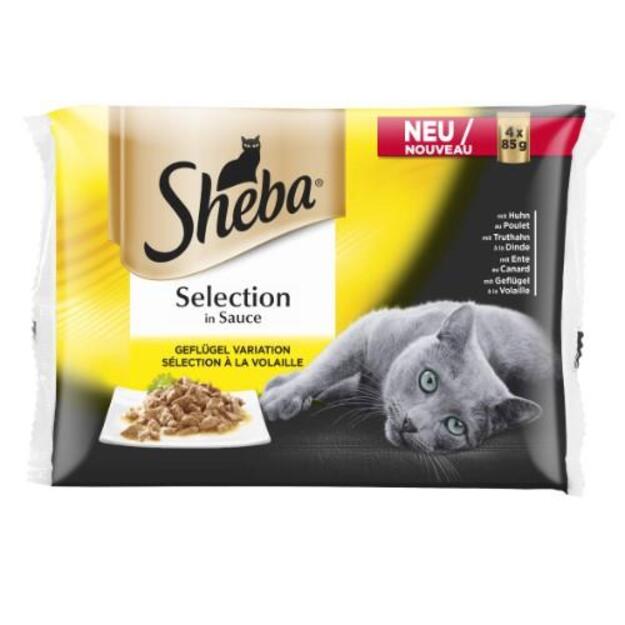 Ėdalas katėms SHEBA, paukštienos rinkinys, maišeliuose, 4 x 85 g 1