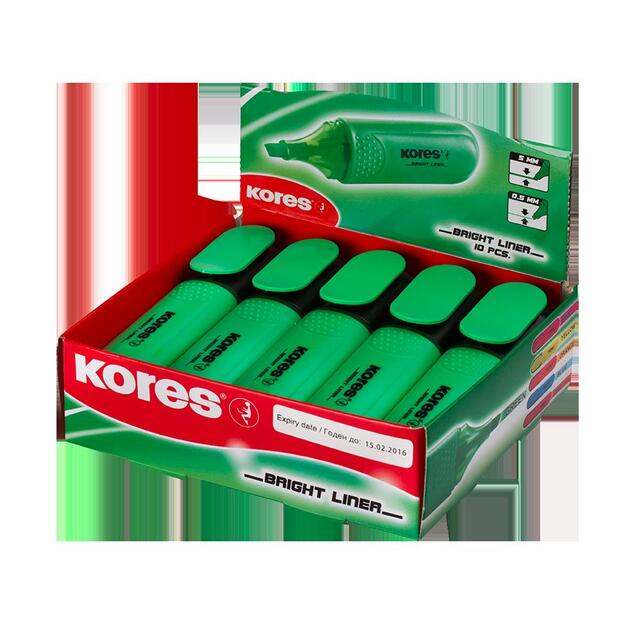 Teksto žymeklis KORES BRIGHT LINER, žalia 2